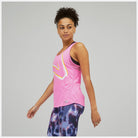 Women's New Balance Impact Tank. Pink. Lateral view.