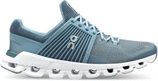 Women's On Cloudswift 2. blue upper. White midsole. Lateral view.
