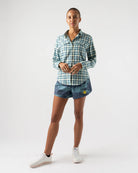 Women's rabbit High Country Flannel. Multicolored. Front view.