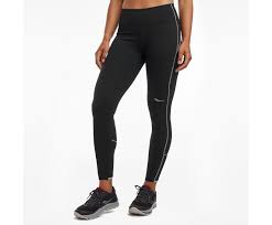Women's Saucony Blizzard Tights. Black. Front view.