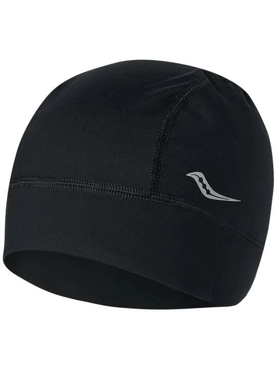 Unisex Saucony Solstice Beanie. Black. Front/Lateral view.