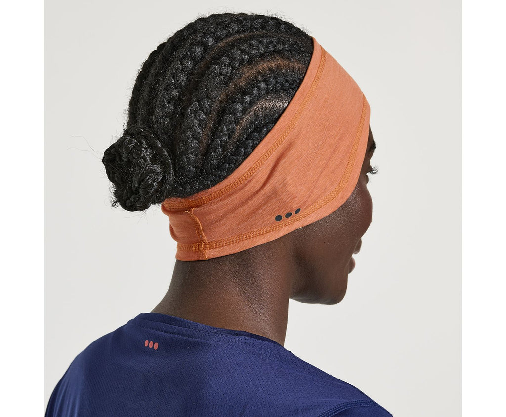 Unisex Saucony Solstice Headband. Light Red. Rear/Lateral view.