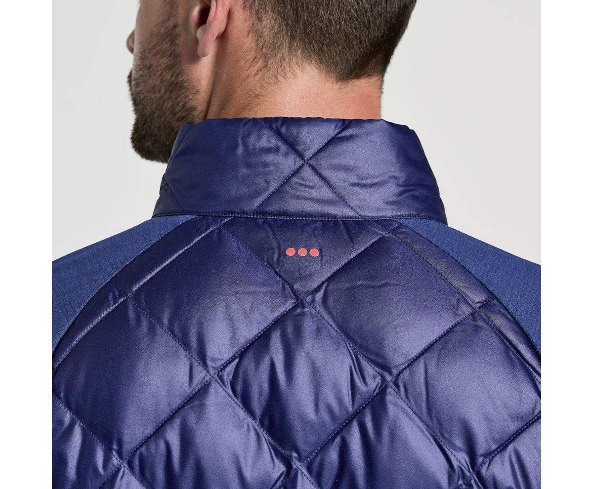 Men's Saucony Boulder Oysterpuff Jacket. Dark Blue. Rear view.