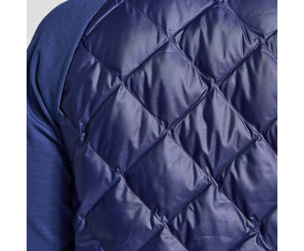 Men's Saucony Boulder Oysterpuff Jacket. Dark Blue. Rear view.