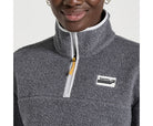 Women's Saucony Rested Sherpa 1/4 Zip. Grey. Front view.