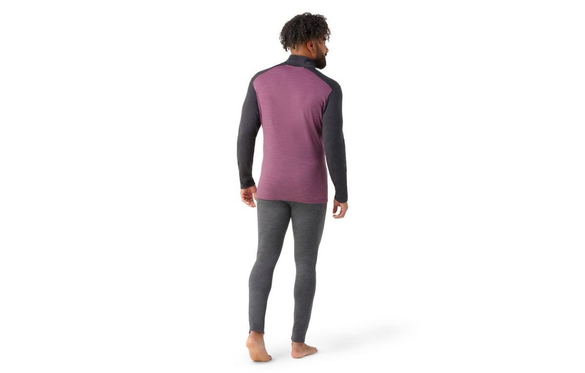 Mens Smartwool Thermal Merino Base Layer Quarter Zip | Purple and Black | Rear View 