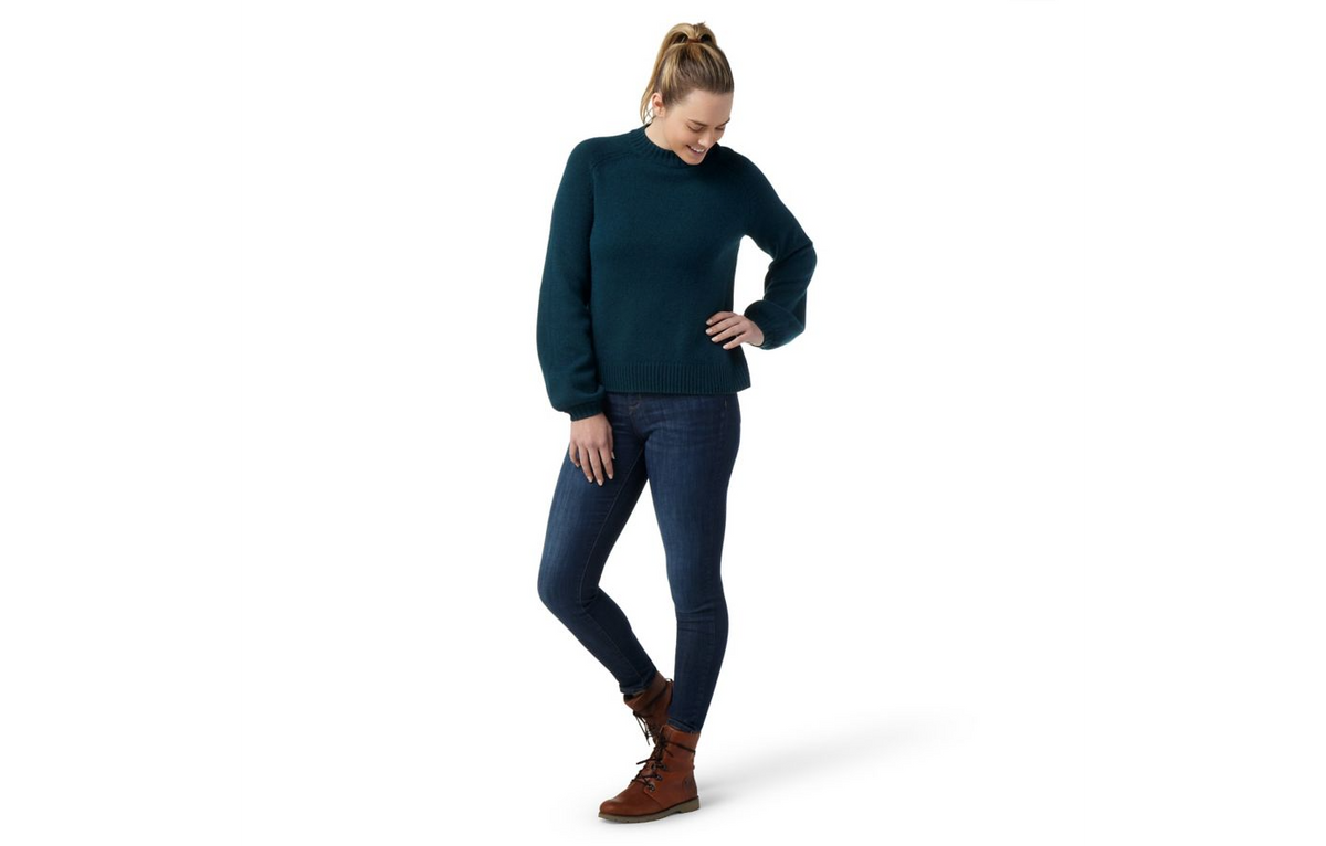 Women's Smartwool Cozy Lodge Pullover Sweater | Blue | Front View