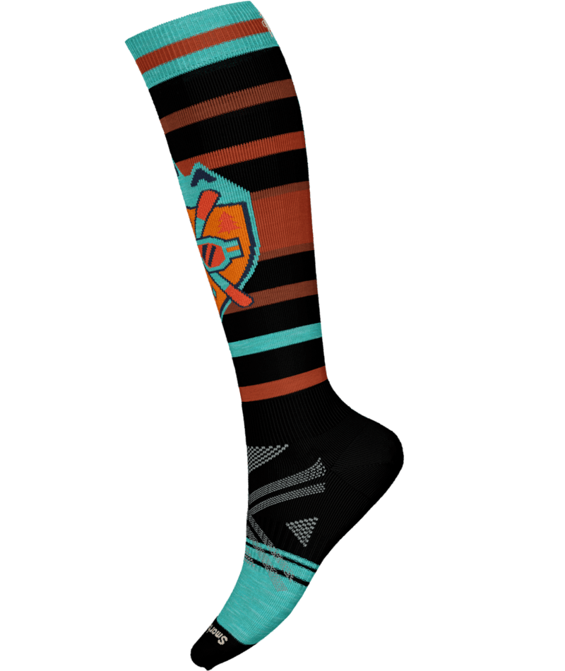 Smartwool Ski Full Cushion Socks | Graphic Design | Black, Orange and neon blue | Calf Height