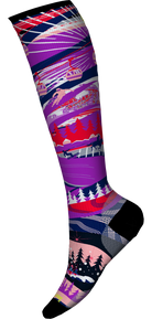 Smartwool Zero Cushion Socks | Graphic Ski Design | Purple Multicolored| Calf Height