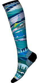 Smartwool Zero Cushion Socks | Graphic Ski Design | Blue Multicolored| Calf Height