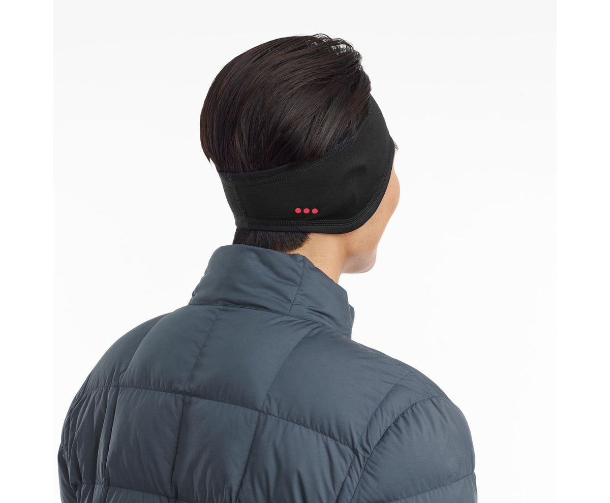 Unisex Saucony Solstice Headband. Black. Rear/Lateral View.