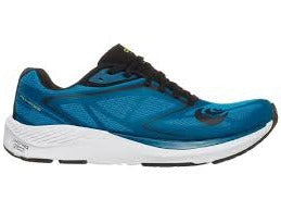 Men's Topo Athletic Zephyr. Blue upper. White midsole. Lateral view.