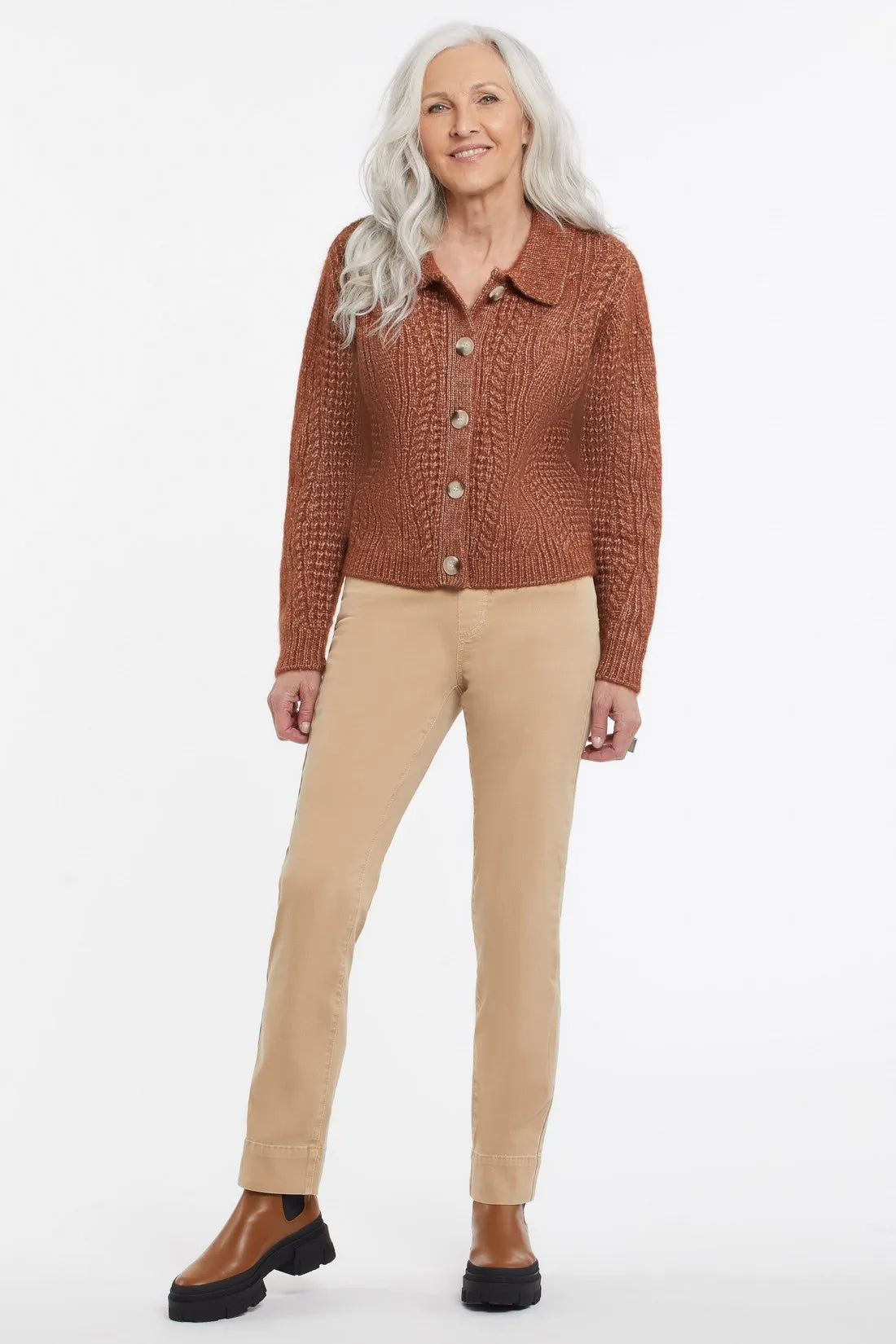 Tribal Cable Knit Collared Cardigan Women's