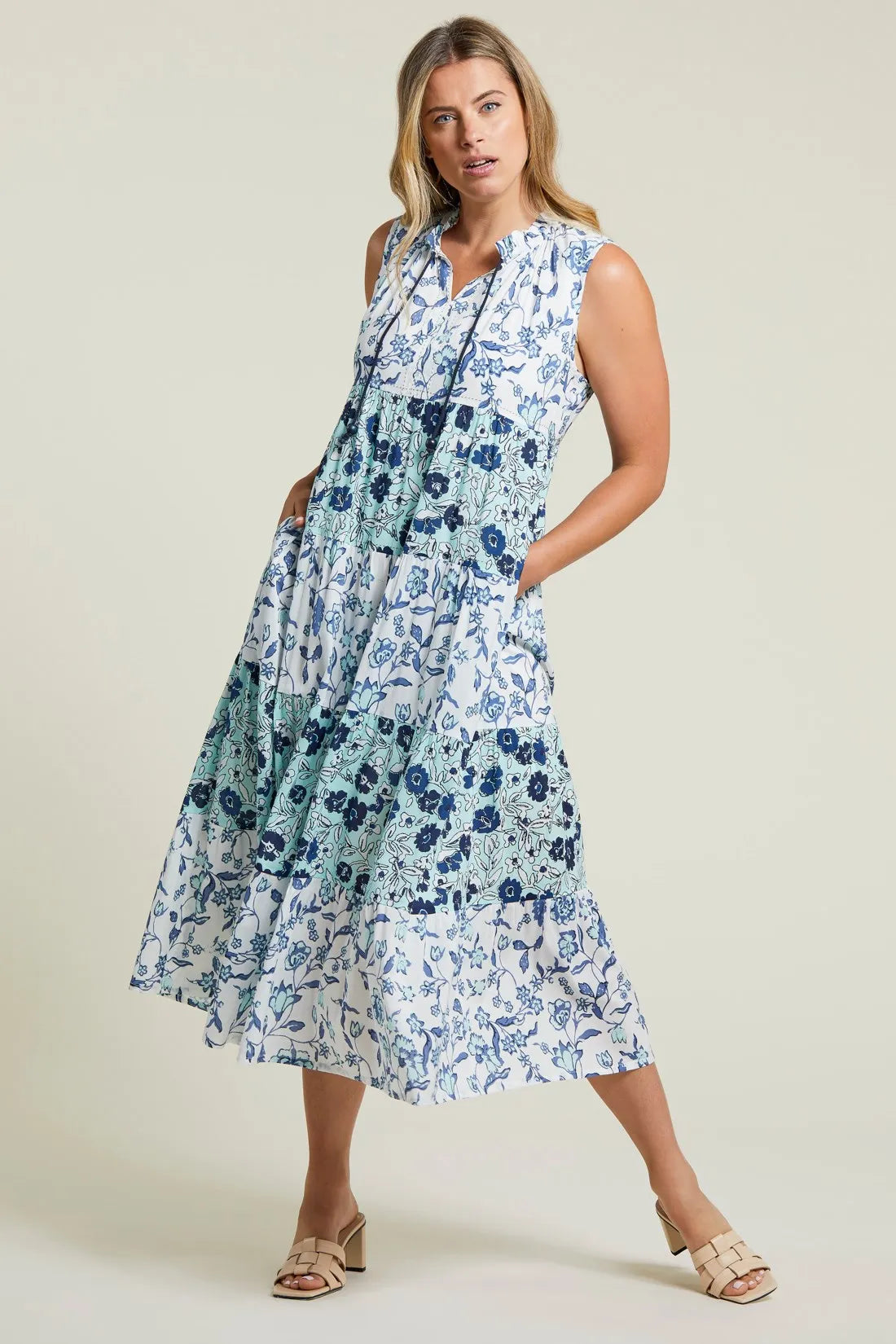 Tribal | Tiered Combo Print Maxi Dress