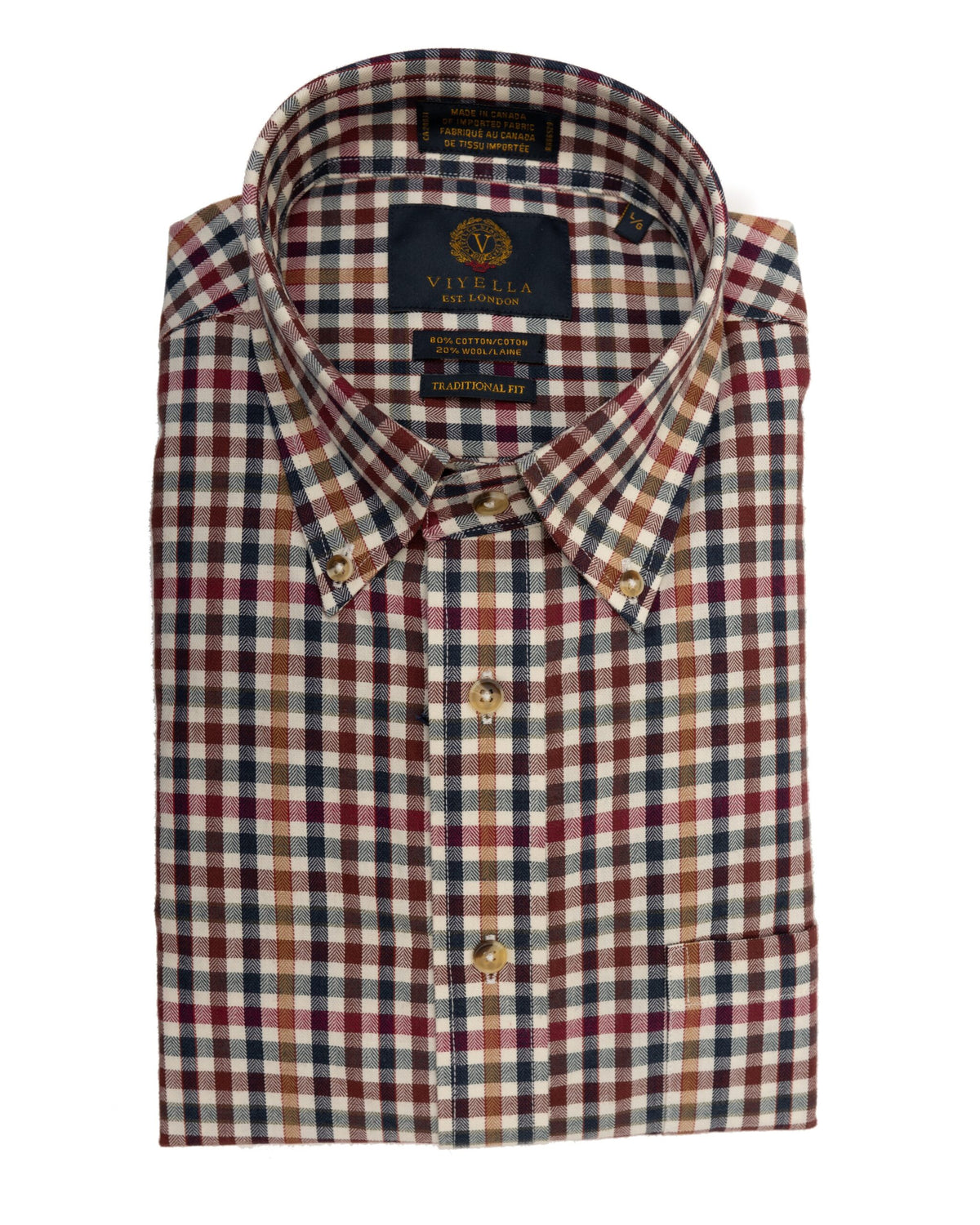 Viyella Long Sleeve Sport Shirt Cotton/Wool Blend Men's Red Brick