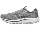 Women's Saucony Omni 21. Grey upper. White midsole. Lateral view.