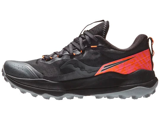 Women's Saucony Xodus 2. Black upper. Black midsole. Medial view.